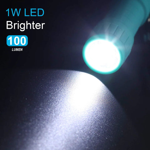 1W LED flashlight beam, part of the Ten Pack Mini LED Flashlights Each 100 Lumens With Pre Installed AAA Batteries Included set