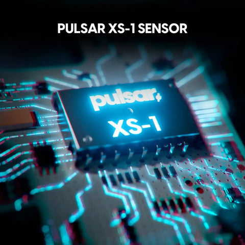 Pulsar XS-1 sensor on a circuit board, integral for Lock In With This CrazyLight Wireless Gaming Mouse Featherlight 37 Gram Mini Shape.