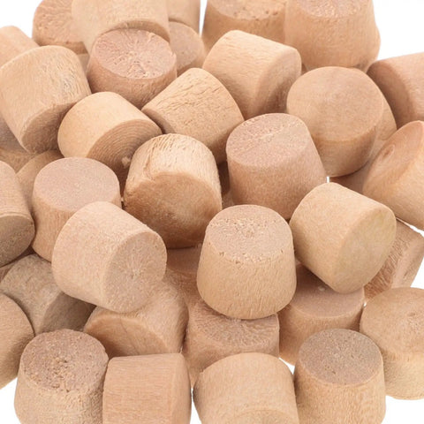 50 Piece Wood Hole Plugs Set For Furniture And Cabinet Woodwork Repair, DIY friendly light brown wooden pocket cover caps