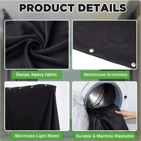 12x10 Ft Golf Simulator Curtain Blackout Enclosure Cloth With Grommets showing fabric texture and grommets details