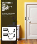 Heavy Duty Metal Door Chain Locks Kit With Six Screws For Inside And Front Doors installed on white door