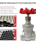Heavy Duty Gate Valve One And A Quarter Inch NPT Female To Female Stainless Steel 316 Rotary Sluice Valve with red handwheel