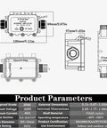 Diagram of Outdoor Waterproof Junction Box For 5-12mm Cables, Heavy Duty Electrical Box dimensions and specifications.