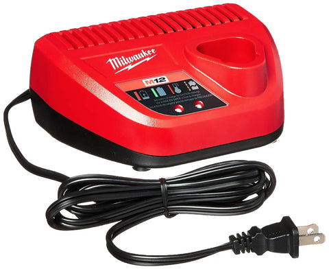M12 Force Logic Press Tool One Half To One Inch Kit battery charger with cord, red and black design