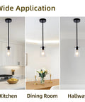 BESTWEST 3 Pack Pendant Lights Kitchen Island, matte black ceiling light fixtures in kitchen, dining room, and hallway.