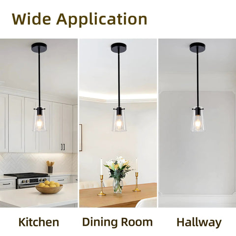 BESTWEST 3 Pack Pendant Lights Kitchen Island, matte black ceiling light fixtures in kitchen, dining room, and hallway.