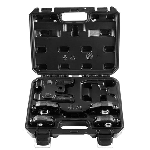 ProPress 5-Piece Pressing Kit With 1/2, 3/4, 1 And 1-1/4 Inch Rings And R8 Actuator in open black carrying case