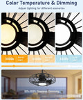 20 Inch Outdoor Ceiling Fan With Light For Patio And Gazebo, showing 3000K to 6500K lighting options and dimming feature.