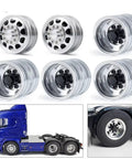 RC Car Repair Kit One Fourteenth Scale Aluminum Alloy Front And Rear Wheel Rim Hub 6x6 Set with blue RC truck model