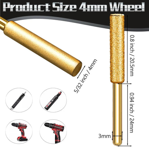 12 Pack Diamond Chainsaw Sharpening Stones Titanium Plated Durable Sharpener Grinding Stones For Electric Saws Five Thirty-Second Inch Size Kit Pro Grade DIY Ready