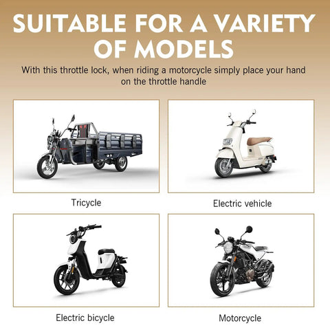 Universal Motorcycle Throttle Cruise Control Assist Anti Slip Grip Lock Clamp for various models: tricycle, electric vehicle, bicycle, motorcycle.