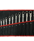 12 Piece Ratchet Spanner Set For Cars And DIY Beefed Up Multitool Wrench Kit with Easy Grip Rust Resistant Chrome Finish in tool roll