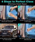 Four-step process of using the Upgraded Nano Glass Windshield Crack Repair Kit 2026 Version For Quick Fixes On Windshields Windows And Mirrors