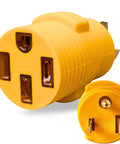 Heavy Duty Nema 6-50P To 14-50R EV Charger Adapter For 50Amp 250V, yellow plug with three prongs, designed for garage use.