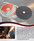 100 Pack 7 Inch Cut Off Wheels For Metal And Stainless Steel Seven Eighths Inch Arbor One Sixteenth Inch Thick Discs Showing Packaging and Sparks