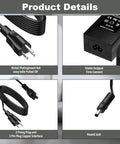 2 Pro Switching Adapter 24V Power Adapter For Bambu Lab AMS 2 Pro Automatic Material System, Plug And Play Compatible With ADS-96HLA-19-1 24096E, Safe 24V Cord Charger For Reliable Filament Feeding And Quick Swaps. Black power adapter with 3-prong plug and round jack