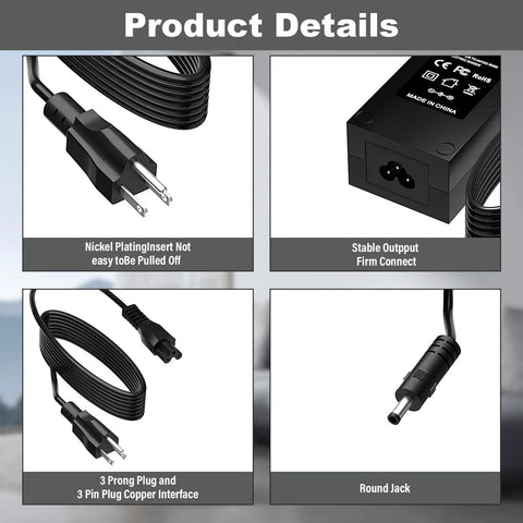 2 Pro Switching Adapter 24V Power Adapter For Bambu Lab AMS 2 Pro Automatic Material System, Plug And Play Compatible With ADS-96HLA-19-1 24096E, Safe 24V Cord Charger For Reliable Filament Feeding And Quick Swaps. Black power adapter with 3-prong plug and round jack