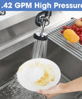 Built Tough Commercial Kitchen Pre Rinse Sprayer 2 Pack Heavy Duty 1.42 Gpm Dishwasher Sprayer Head with high pressure stream rinsing plate.