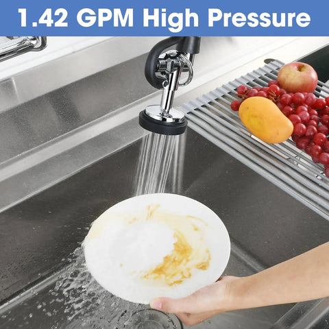 Built Tough Commercial Kitchen Pre Rinse Sprayer 2 Pack Heavy Duty 1.42 Gpm Dishwasher Sprayer Head with high pressure stream rinsing plate.