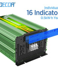 3500W Pure Sine Wave Inverter 12V DC To 120V AC Power Converter with LCD remote and AC terminal block, green casing