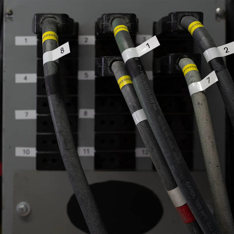 Knockout Performance P Touch Pro Label Maker Equipped With One Touch Keys For Printing Rock Solid Laminated Labels on electrical cables.