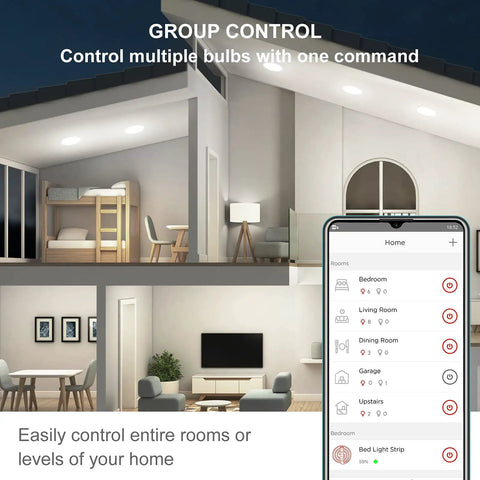 Smartphone app controlling BR30 Smart Flood Light Bulbs With WiFi No Hub Needed 650 Lumen Daylight 60W Equivalent E26 Base