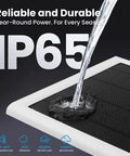 8W Solar Panel Charger For Stick Up Cam Plus Pro Spotlight Cam Plus Pro with water flow showing IP65 rating