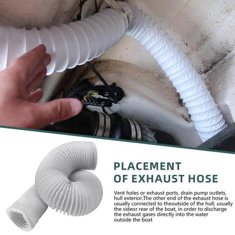 Hand showing placement of 3 Inch Marine Blower Hose Replacement Kit for Boat Vent Bilge Blower Exhaust Fan in marine setup.