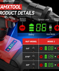 Cordless Rivet Nut Gun for Milwaukee 18V Battery showing digital display and nut model compatibility chart