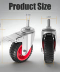 Detailed view of Heavy Duty 3 Inch Swivel Casters With Deadlock Brakes And 3 8 16 Unc Threaded Stems, showing size measurements and design.