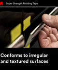 Applying Super-Strength Molding Tape 1/2 in x 15 ft Single Roll High-Strength Double-Sided Automotive Trim Adhesive to vehicle surface