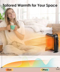 Air Choice 700W black oil-filled radiator heater with adjustable thermostat and 2 heat settings.