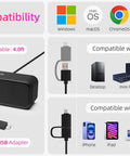 Wide compatibility of USB Computer Speakers For Desktop And Laptop, Wired Plug In Sound Bar With Beefy Bass, Touch Control, External USB C Adapter, Compact PC Speaker System For Home Office And Gaming with USB and USB-C devices
