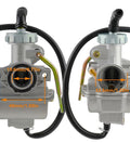 Beefed Up Carburetor Kit For 50cc 70cc 90cc 110cc 125cc Four Stroke ATVs Quads Go Karts Dirt Bikes With Air Fuel Filter Intake Manifold fits TaoTao Coolster Kazuma Baja Roketa Honda CRF50F CRF80F, showing front and side views with measurements.