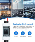 Pro Grade Solar Panel Disconnect Switch And 10 Amp DC 1000V RV Circuit Breaker Box With IP66 Weather Seal, shown in application setup with wind turbines.