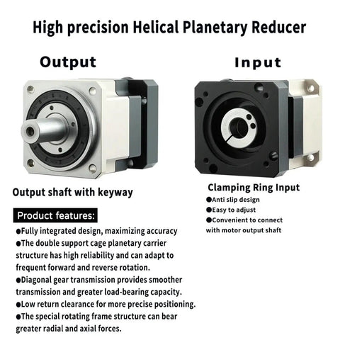 Heavy Duty Helical Planetary Gearbox For Nema 23 And Nema 34 Servo Motors with output and input design features.