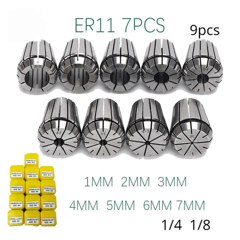 Get Your Hands On This Awesome ER16 ER20 ER25 Collet Chuck Set With 1 To 16mm Spring Tool Holder For Machining CNC Lathe Mill And Engraving Machines That Are Totally Rad And Built Like Tanks - ER11 collet set with various sizes from 1mm to 7mm.