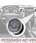 4-piece dashboard AC vent louvers; round black plastic inserts with chrome ring for Ford F-150