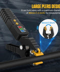 HVAC Temperature Clamp Meter With Plus Or Minus 0.3 C Precision, showing clamp on pipe in automotive setting.