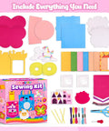 Kids Beginner Sewing Kit With Felt Projects For 5 And Up 8 Totally Easy DIY Crafts Like Bunny Pillow Unicorn Wind Chime shown