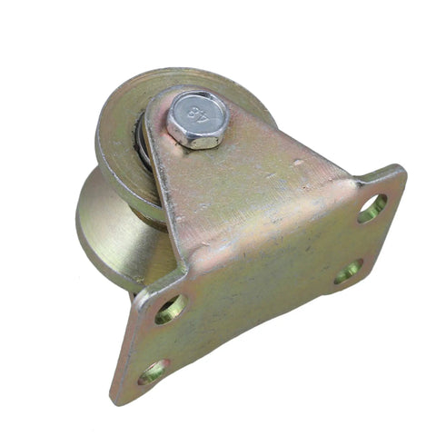 Heavy Duty Steel Groove Caster Wheel One Point Two Inch Rigid Mount Roller Bearing mounted on flat surface, designed for stability and durability.