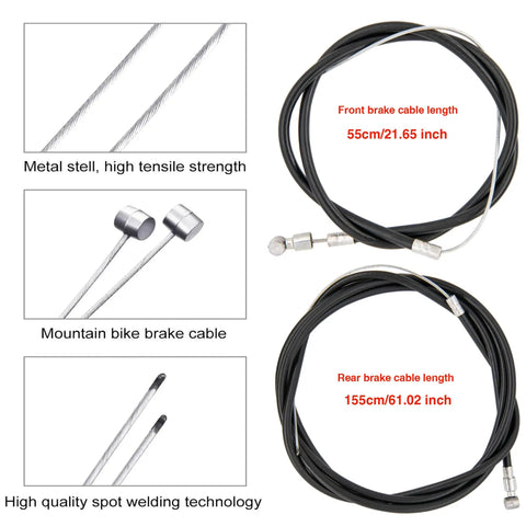 Aluminum Bike Brakes Caliper Set Side Pull 69-96mm Reach C Shape Front And Rear Compatible cables with lengths shown