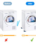 Comparison of washing machines before and after using Eight Pack Beefy Rubber Anti Vibration Pads 4 Inch Square Seven Eighths Inch Thick