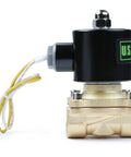 Heavy Duty Brass Electric Solenoid Valve Half Inch 110V AC Normally Closed With Viton Seal For Air Gas Fuel And Oil, side view.