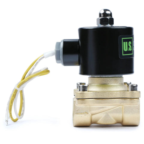 Heavy Duty Brass Electric Solenoid Valve Half Inch 110V AC Normally Closed With Viton Seal For Air Gas Fuel And Oil, side view.