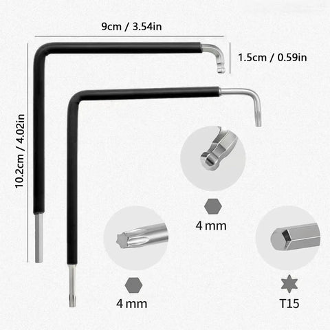 Premium 4mm Hex Key Window Adjustment Tool Set With Ball End And Star Wrench Kit Made From Tough 59CrV4 Steel For Winkhaus Hardware Fixes That Hit The Spot. 4mm hex and T15 keys, 59CrV4 steel