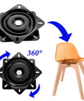 6 Inch Beefy Heavy Duty Swivel Plate With Solid Ball Bearing Ring and Full Ball Design for ultra smooth 360 degree rotation, shown with chair