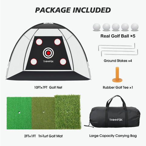 10x7ft Golf Practice Net With Tri Turf Mat And Real Balls Multi Target Chipping Area For Backyard Swing Practice Pro Grade Durable Portable Net System For Accuracy Reusable Practice Balls Included