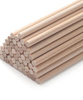 High Quality Game Changer Birch Dowel Rods For Craft Setup And Tiered Display 3/16 Inch X 15 Inch Pack Of Fifty stacked smooth wood sticks.