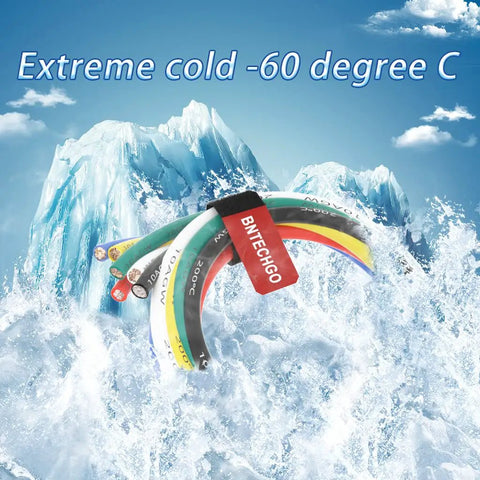 Hella Flexible 10 Awg Silicone Wire Kit Featuring Six Assorted 3 Ft Colors With Stranded Tinned Copper Cores in icy setting.